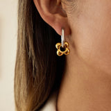Hollow Flower Charm Huggie Earrings – Waterproof 18K Gold Plated Earrings | Ezra Gems