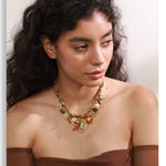 Resin Heart Flower Braided Cord Necklace – Waterproof 18K Gold Plated Necklace | Ezra Gems