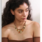 Resin Heart Flower Braided Cord Necklace – Waterproof 18K Gold Plated Necklace | Ezra Gems