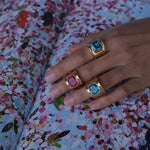 Pink Zirconia Wide Band Ring – Waterproof 18K Gold Plated Ring | Ezra Gems