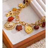 Resin Flower Portrait Drop Necklace