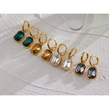 CZ Square Drop Earrings