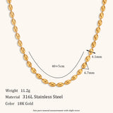 Oval Bead Clavicle Chain Necklace – Waterproof 18K Gold Plated Necklace | Ezra Gems