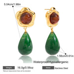 Vintage Resin Drop Earrings – Waterproof 18K Gold Plated Earrings | Ezra Gems