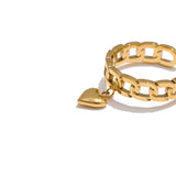 Heart Chain Drop Ring