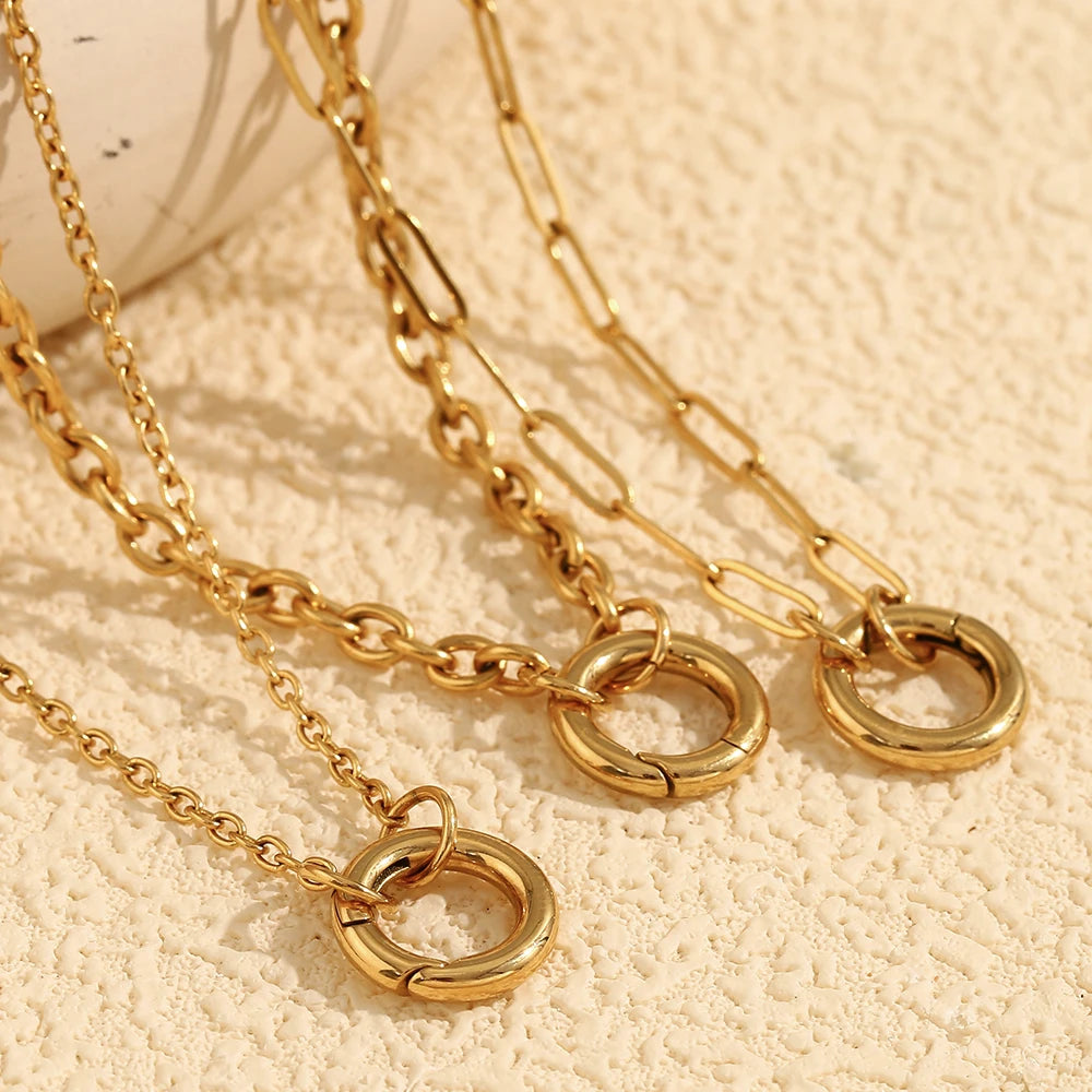 DIY O-Spring Buckle Chain Necklace – Waterproof 18K Gold Plated Necklace | Ezra Gems