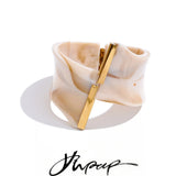 Acrylic Wide Statement Bangle – Waterproof 18K Gold Plated Bracelet | Ezra Gems