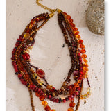 Layered Resin Bead Bib Necklace – Waterproof 18K Gold Plated Necklace | Ezra Gems