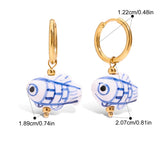 Dainty Ceramic Hoop Earrings - Fishey - Earrings