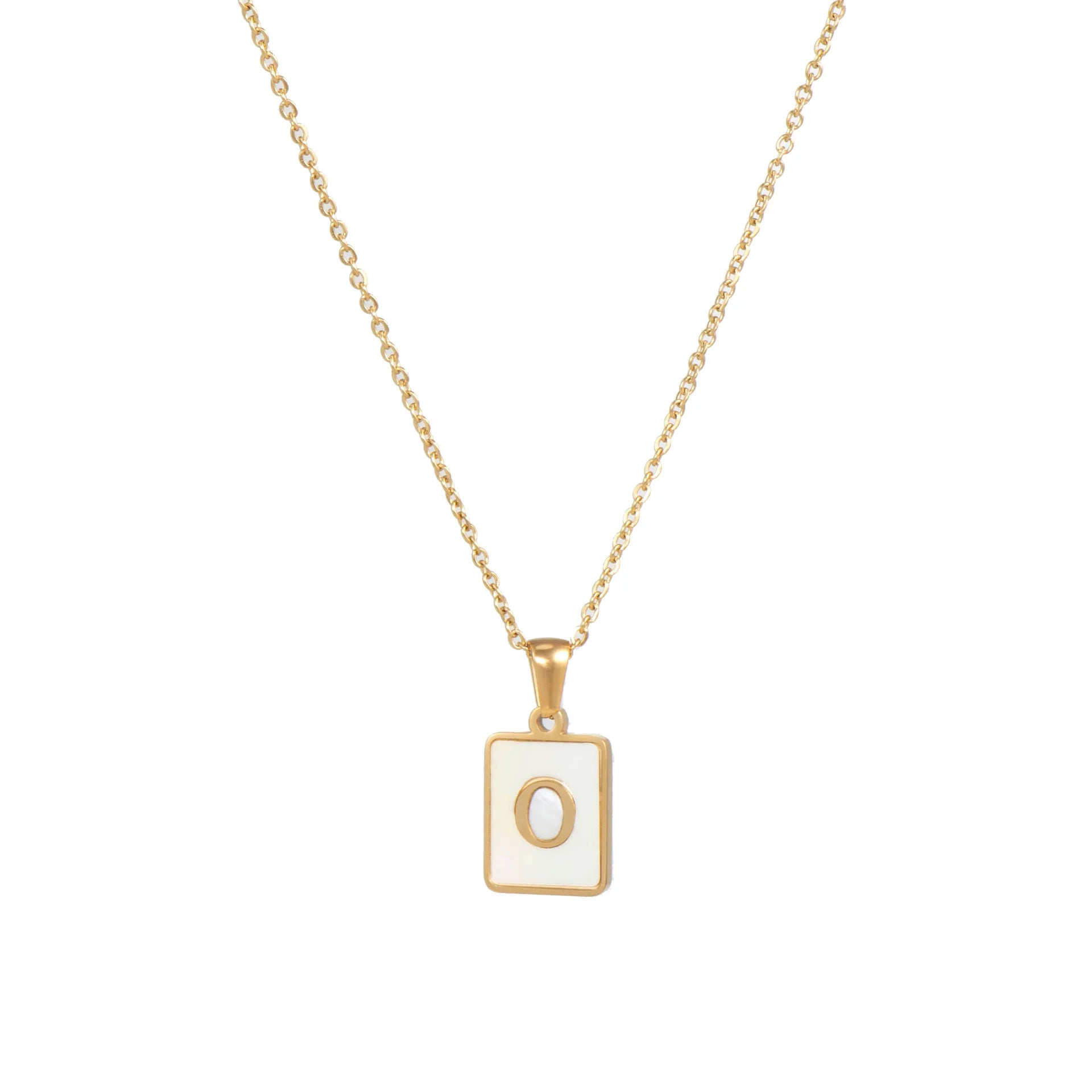 Mother of Pearl Initial Necklace – Waterproof 18K Gold Plated Necklace | Ezra Gems