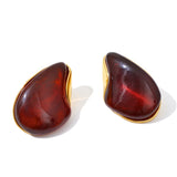 Resin Water Drop Stud Earrings – Waterproof 18K Gold Plated Earrings | Ezra Gems