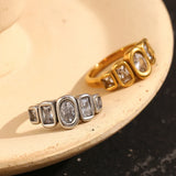 Geometric Clear Zircon Ring – Waterproof 18K Gold Plated Ring | Ezra Gems