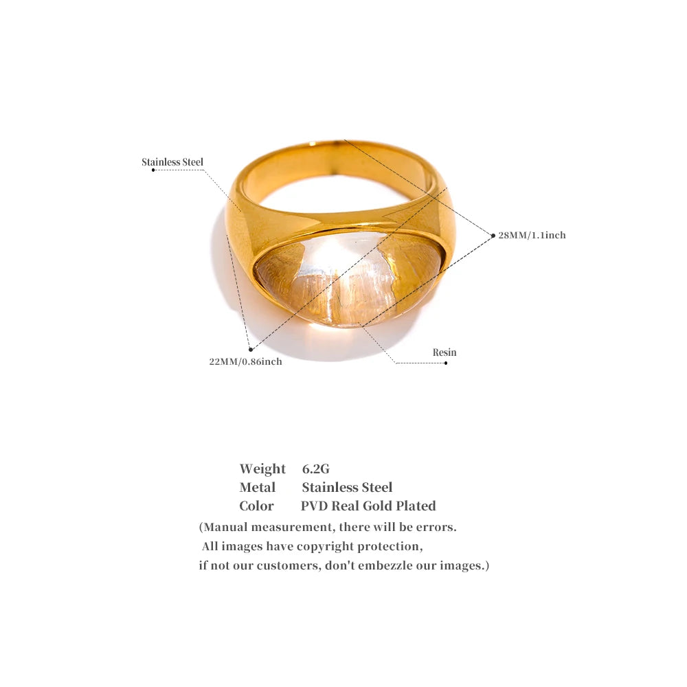 Geometric Cast Resin Statement Ring – Waterproof 18K Gold Plated Ring | Ezra Gems