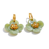 Resin Flower Drop Hoop Earrings – Waterproof 18K Gold Plated Earrings | Ezra Gems