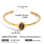 Oval Tiger Eye Stone Cuff Bangle – Waterproof 18K Gold Plated Bracelet | Ezra Gems