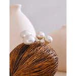 Simulated Pearl Round Stud Earrings – Waterproof 18K Gold Plated Earrings | Ezra Gems