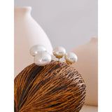Simulated Pearl Round Stud Earrings – Waterproof 18K Gold Plated Earrings | Ezra Gems