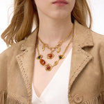 Vintage Resin Heart Pendant Necklace – Waterproof 18K Gold Plated Necklace | Ezra Gems