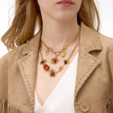 Vintage Resin Heart Pendant Necklace – Waterproof 18K Gold Plated Necklace | Ezra Gems