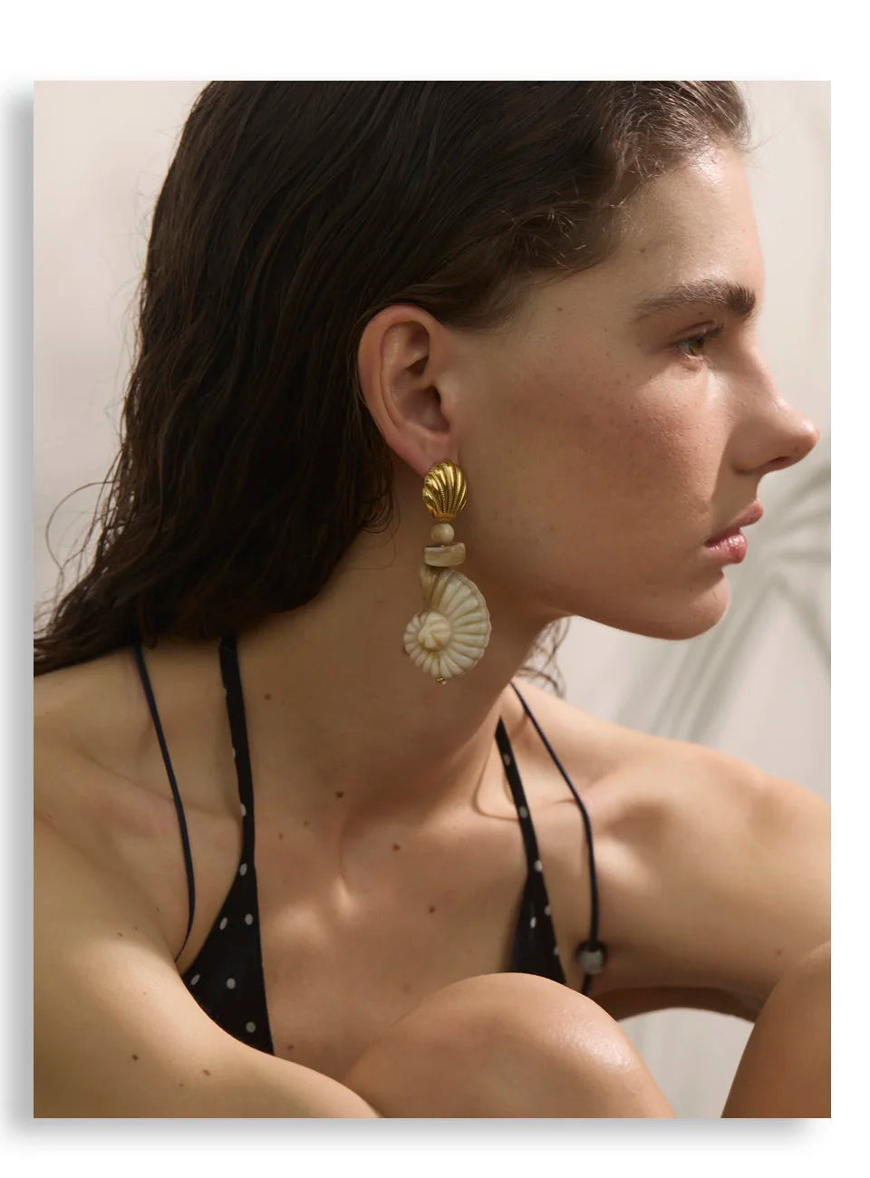 Ocean Resin Shell Conch Drop Earrings – Waterproof 18K Gold Plated Earrings | Ezra Gems