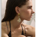 Ocean Resin Shell Conch Drop Earrings – Waterproof 18K Gold Plated Earrings | Ezra Gems
