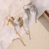Zircon Chain Tassel Earrings – Waterproof 18K Gold Plated Earrings | Ezra Gems