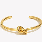 Minimalist Knot Cuff Bangle – Waterproof 18K Gold Plated Bracelet | Ezra Gems