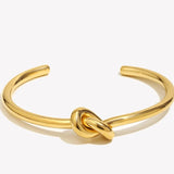 Minimalist Knot Cuff Bangle – Waterproof 18K Gold Plated Bracelet | Ezra Gems