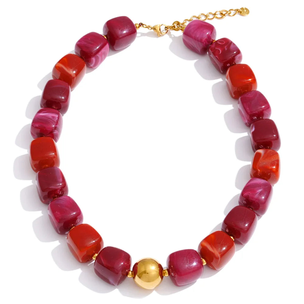 Acrylic Square Beads Chain Necklace