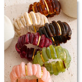 Wide Acrylic Resin Stretch Bangle – Waterproof 18K Gold Plated Bracelet | Ezra Gems