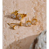 CZ Round Stud Earrings Set of 3