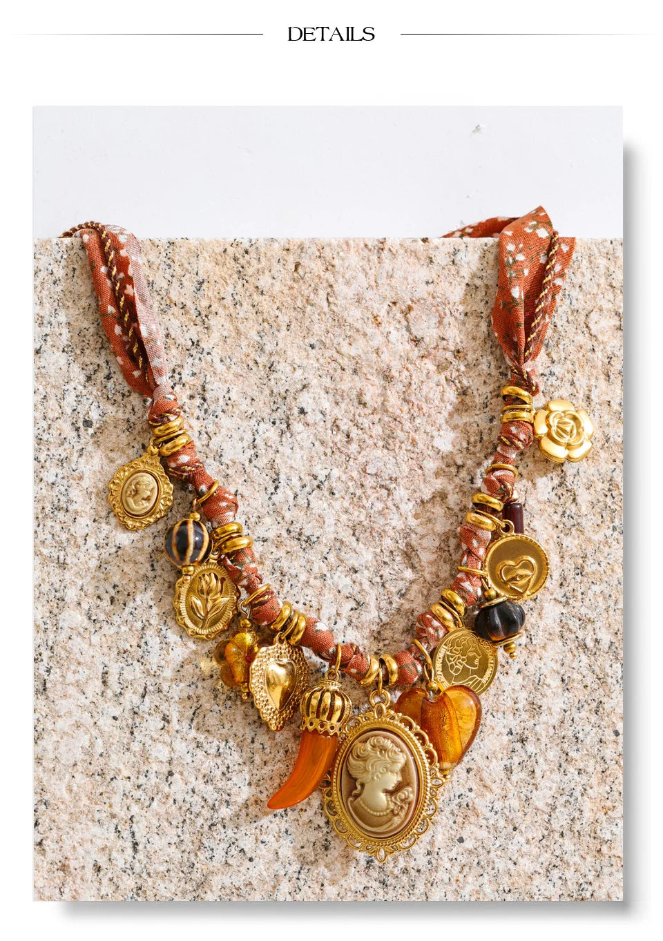 Resin Heart Flower Braided Cord Necklace – Waterproof 18K Gold Plated Necklace | Ezra Gems
