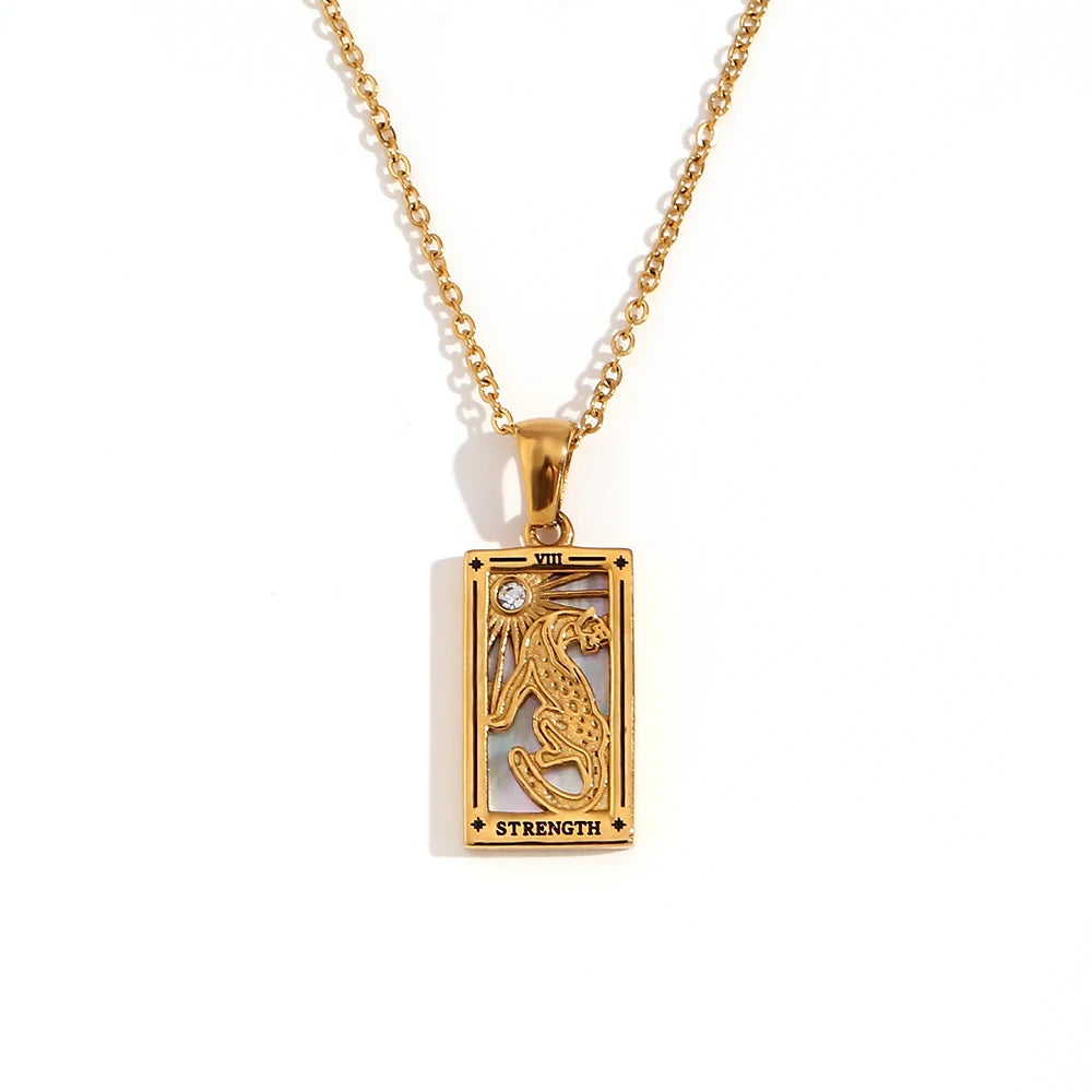Tarot Card Pendant Necklace – Waterproof 18K Gold Plated Necklace | Ezra Gems