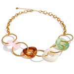 Resin Acrylic Round Statement Necklace – Waterproof 18K Gold Plated Necklace | Ezra Gems