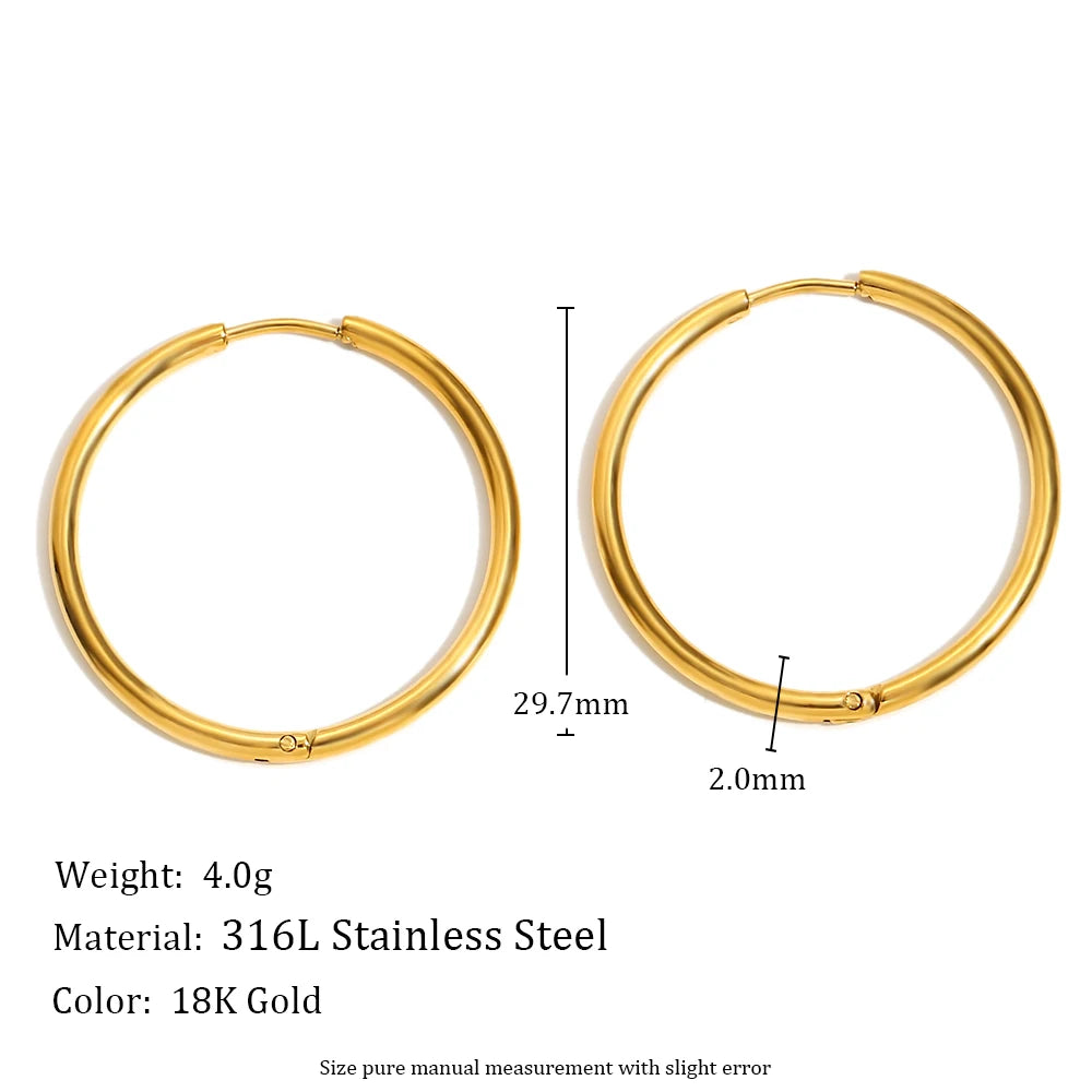 Minimalist Round Loop Hoop Earrings – Waterproof 18K Gold Plated Earring | Ezra Gems