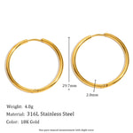 Minimalist Round Loop Hoop Earrings – Waterproof 18K Gold Plated Earring | Ezra Gems
