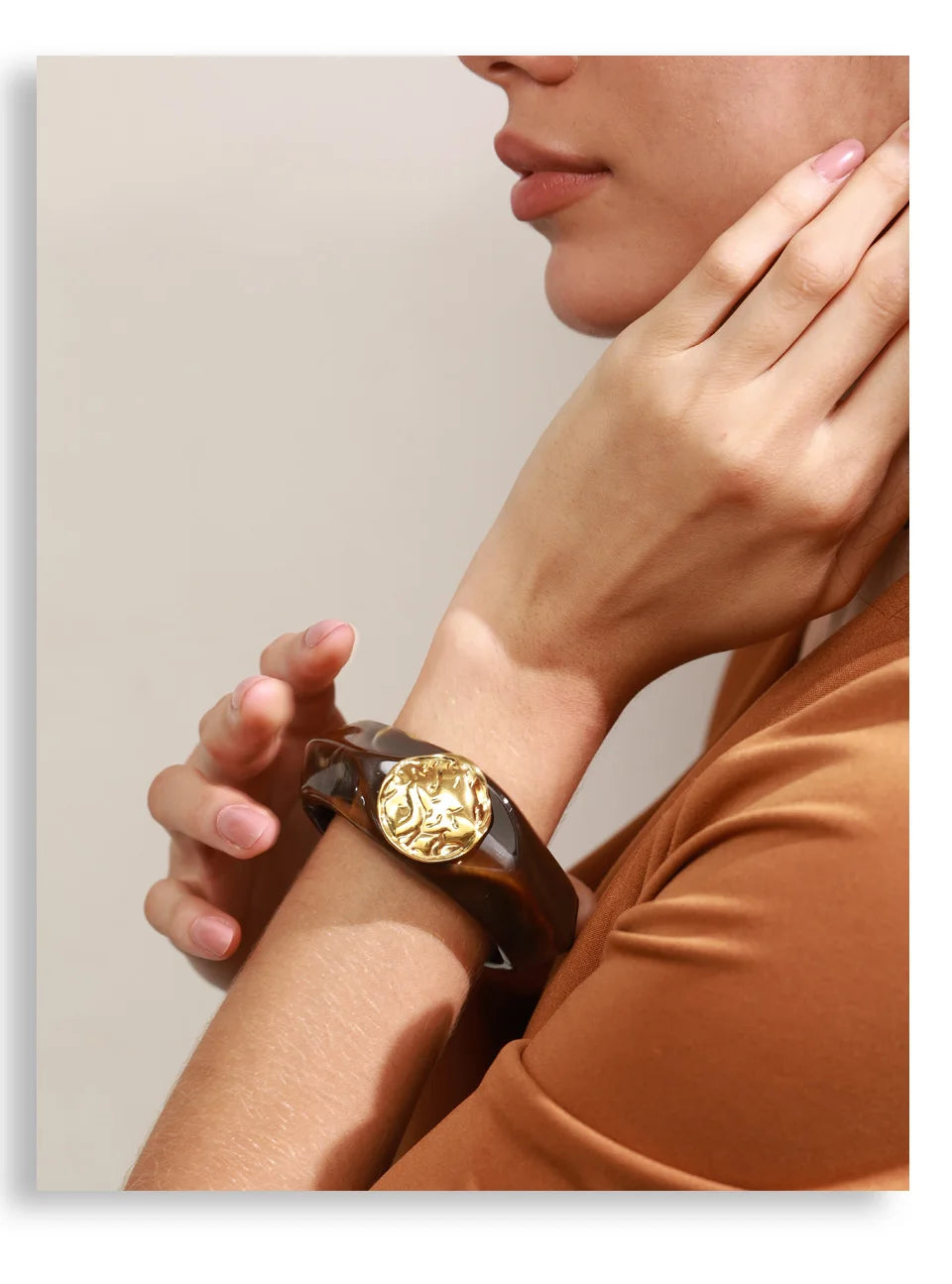 Wide resin bangle bracelet in blue — stackable statement jewelry by Ezra Gems