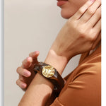 Wide resin bangle bracelet in blue — stackable statement jewelry by Ezra Gems