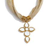 Glass Cross Pendant Necklace