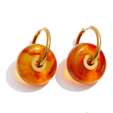 Thick Round Acrylic Resin Drop Earrings – Waterproof 18K Gold Plated Earrings | Ezra Gems