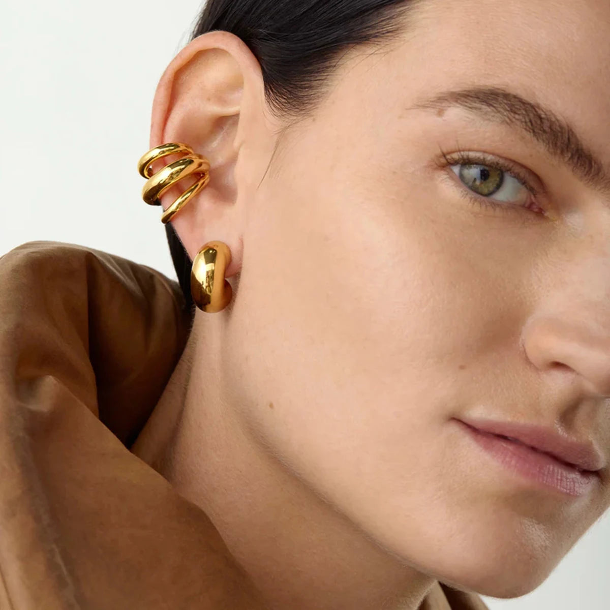 Three Layer Ear Clip Earrings – Waterproof 18K Gold Plated Earrings | Ezra Gems