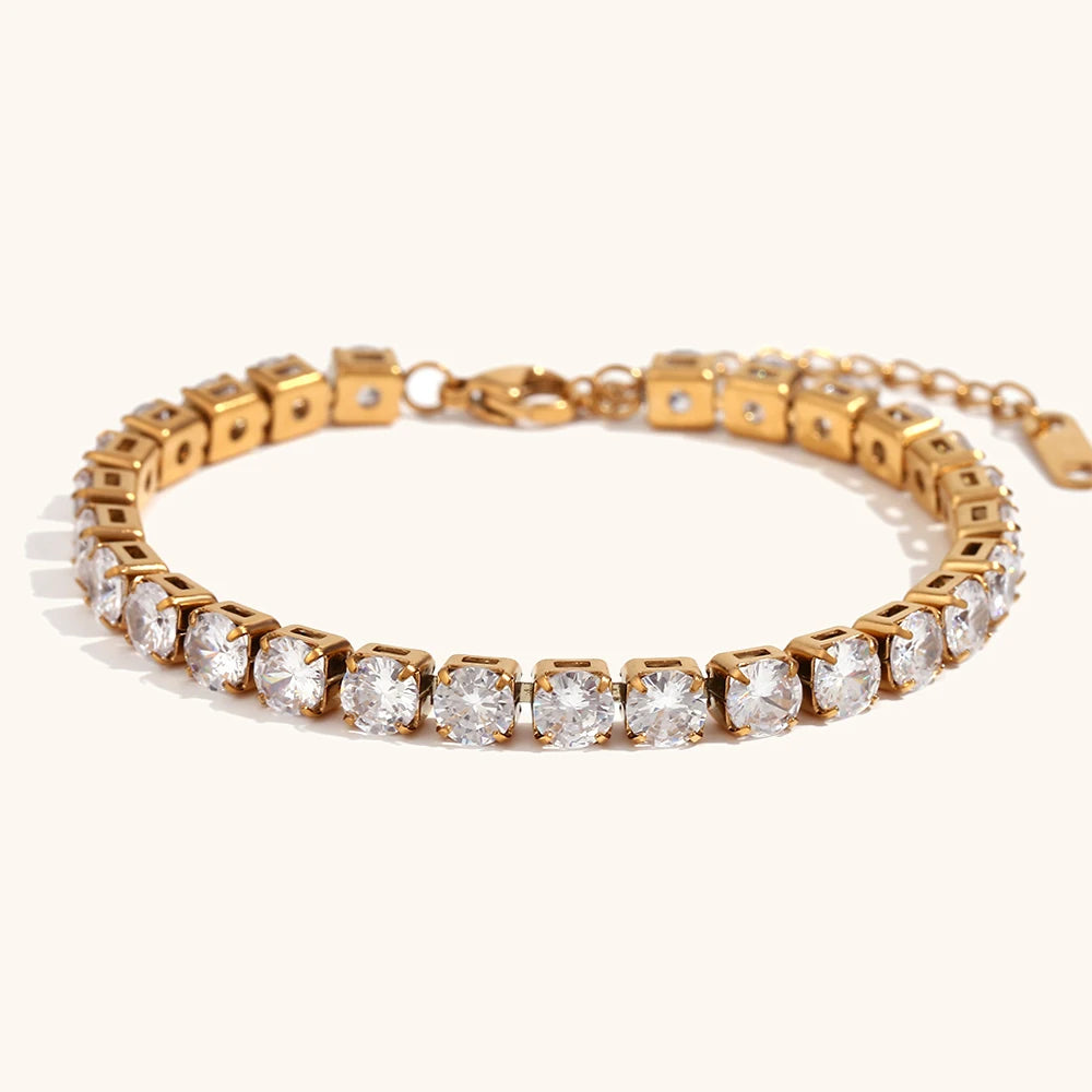 AAA Zircon Tennis Jewelry – Waterproof 18K Gold Plated Necklace and Bracelet | Ezra Gems