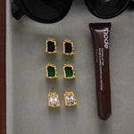 Colored Cubic Zirconia Gold Stud Earrings – Waterproof 18K Gold Plated Earrings | Ezra Gems