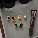 Colored Cubic Zirconia Gold Stud Earrings – Waterproof 18K Gold Plated Earrings | Ezra Gems