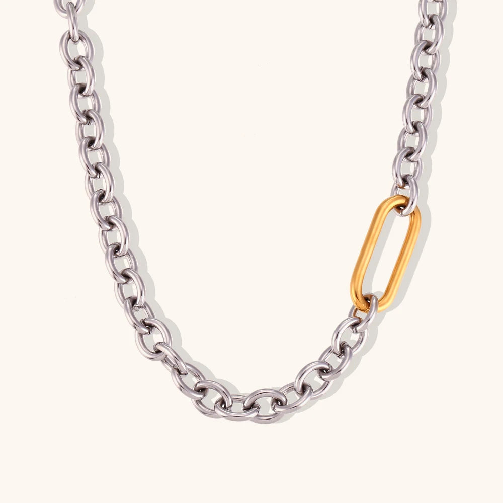 Punk Paperclip O-Chain Necklace – Waterproof 18K Gold Plated Necklace | Ezra Gems