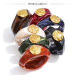 Multi-color resin wide bangle in bone — hypoallergenic everyday bracelet by Ezra Gems