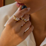 Irregular Geometric White Zircon Ring – Waterproof 18K Gold Plated Ring | Ezra Gems