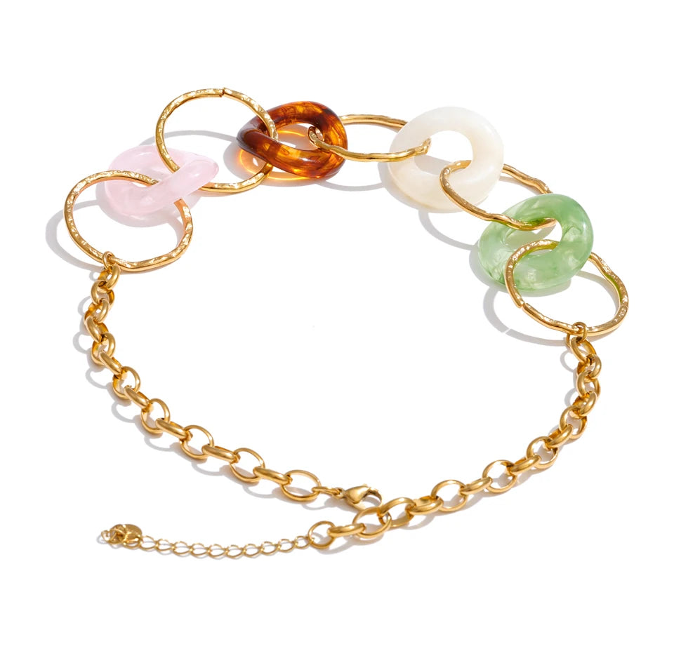 Resin Acrylic Round Statement Necklace – Waterproof 18K Gold Plated Necklace | Ezra Gems