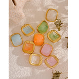 Colorful Resin Square Stud Earrings