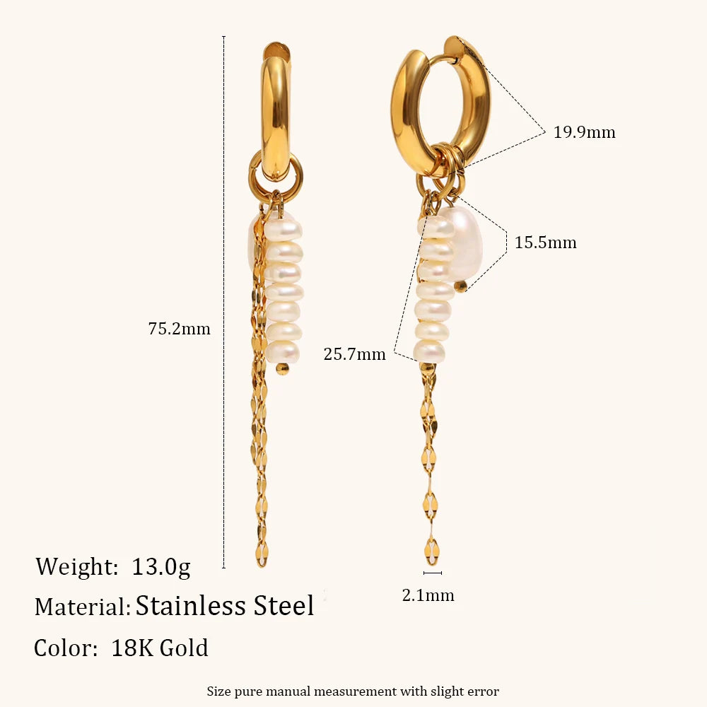 Asymmetric Pearl Charm Hoop Earrings – Waterproof 18K Gold Plated Earrings | Ezra Gems